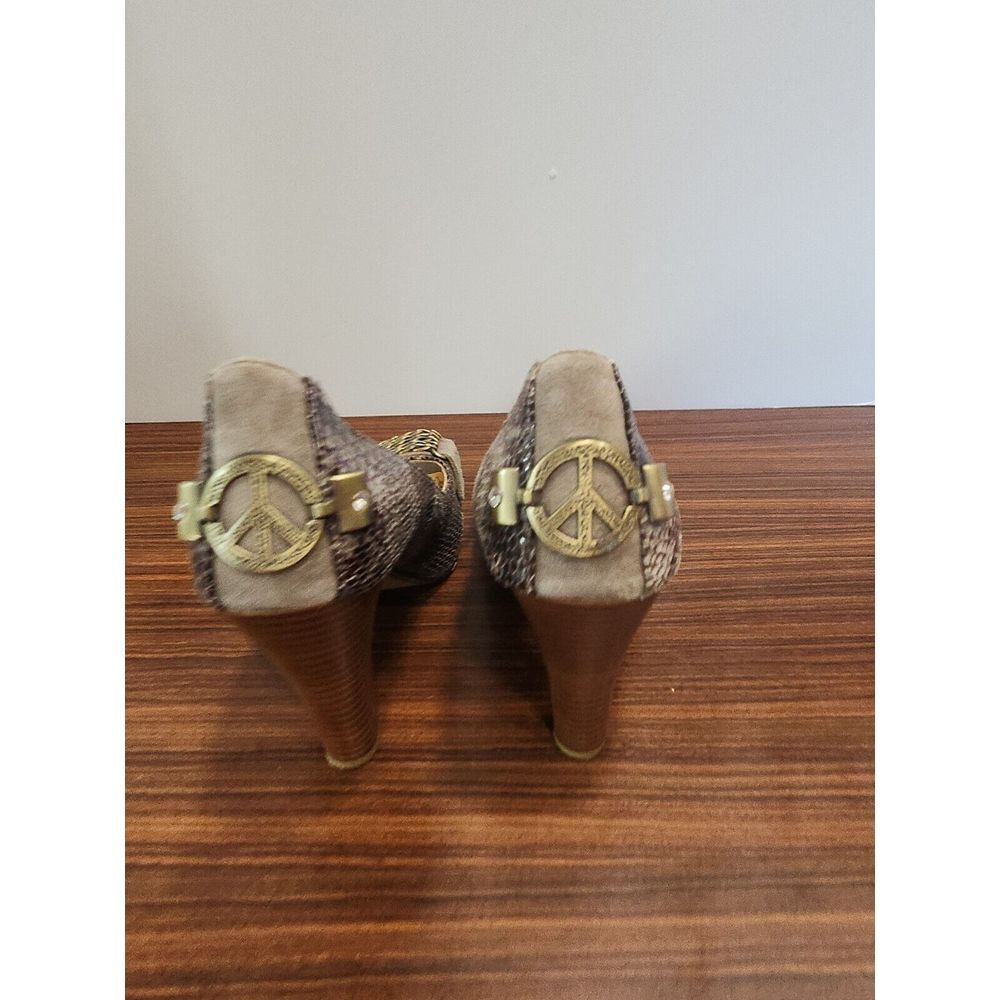 Naughty Monkey Womens Heels Pumps Shoes Sz 6.5 M Purple Grey Snake Chains - Picture 4 of 6